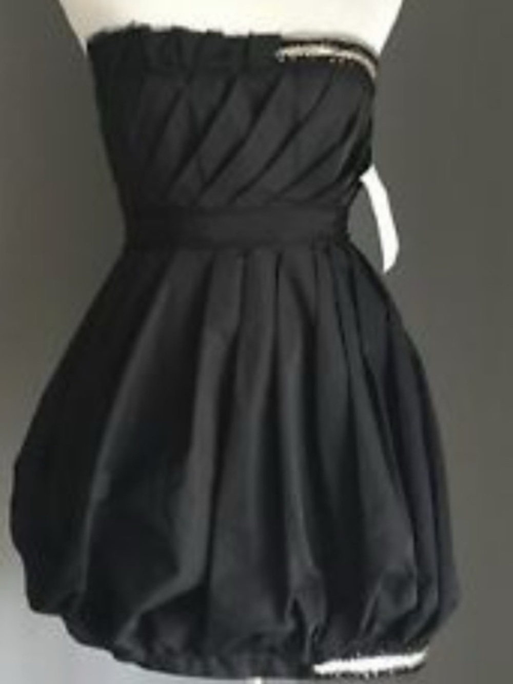 BCBGMaxAzria Black Strapless Bubble Dress with beaded detail